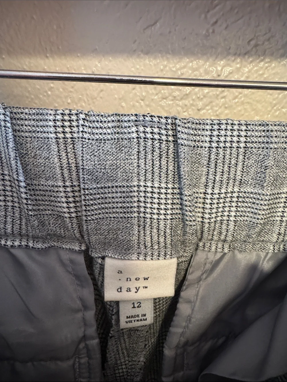 a new day Women's Gray Plaid Dress Trousers